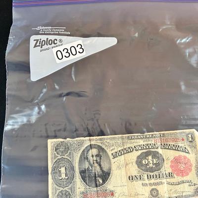 RARE 1891 $1 "STANTON" Treasury Note Red Seal Edwin M. Stanton, Secretary of War Lincoln Years