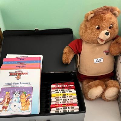 Vintage Teddy Ruxpin Bear w Cartridges, Books