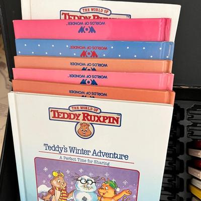 Vintage Teddy Ruxpin Bear w Cartridges, Books