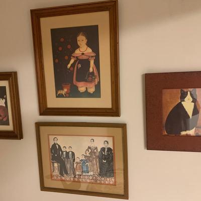 Framed Folk Art Prints Lot