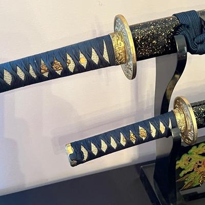 Set Decorative Samurai Swords with Stand