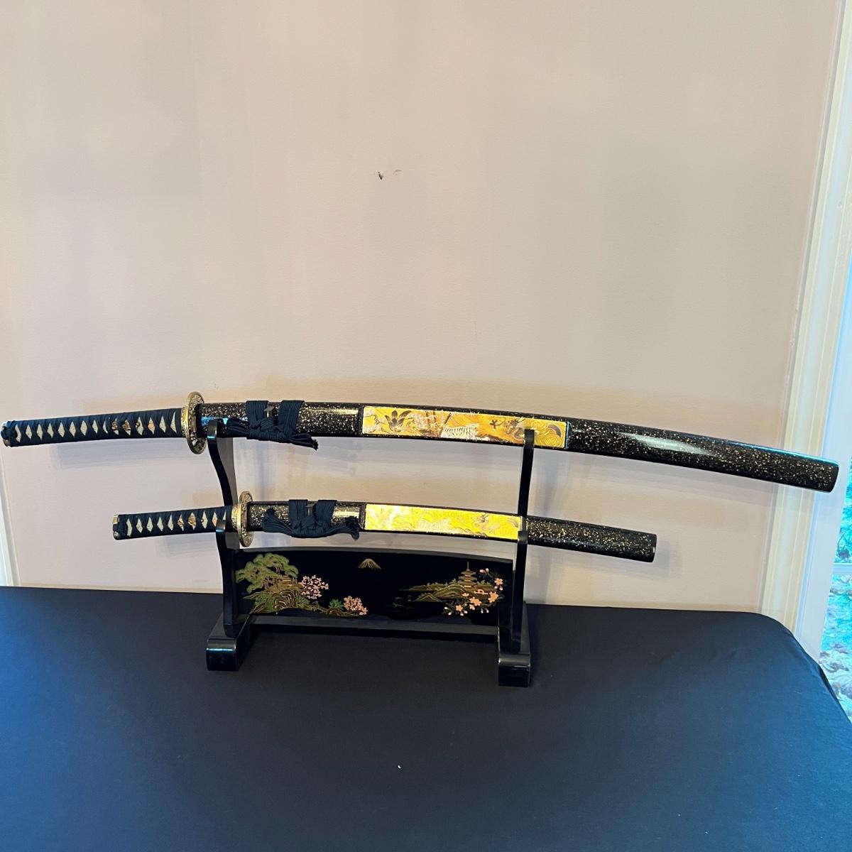 Set Decorative Samurai Swords with Stand
