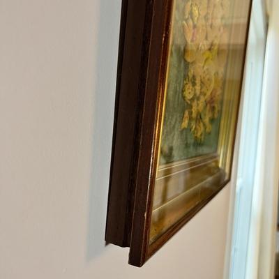 Vintage Velvet Framed Floral Art - Woodward & Lothrop