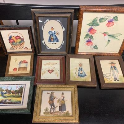 Folk Art Theorem Prints Framed Lot