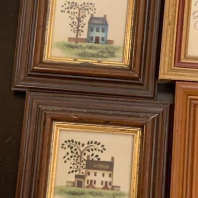 Jean Henry Theorem Folk Art Framed Miniature Prints Lot