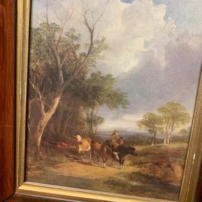 Antique Picture Frame - With Country Scene Print