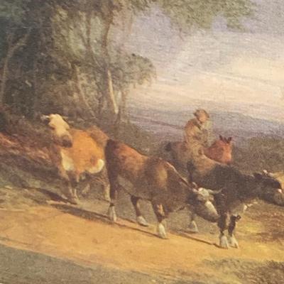 Antique Picture Frame - With Country Scene Print