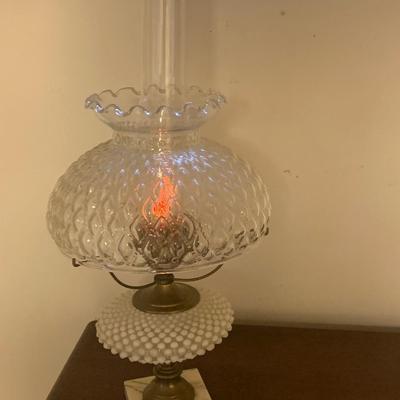 Vintage Hobnail Electrified Oil Lamp
