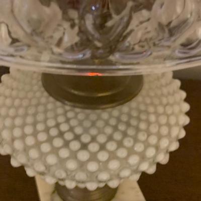 Vintage Hobnail Electrified Oil Lamp