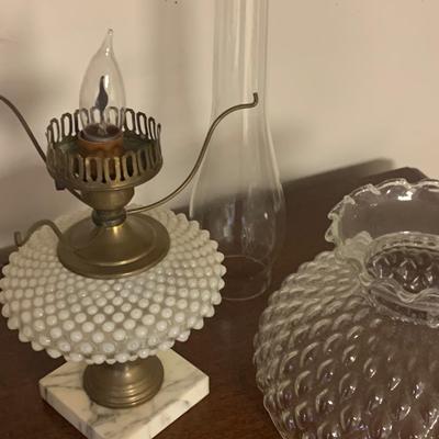 Vintage Hobnail Electrified Oil Lamp