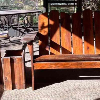 Adirondack Natural Wood Bench And Chair, Cubby, 1954, 56, 58 Magazines