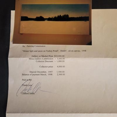 Original Oil "Winter Light and Snow on Turkey Pond" by Clifford Smith (LR-DW)