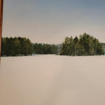 Original Oil "Winter Light and Snow on Turkey Pond" by Clifford Smith (LR-DW)