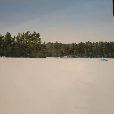 Original Oil "Winter Light and Snow on Turkey Pond" by Clifford Smith (LR-DW)