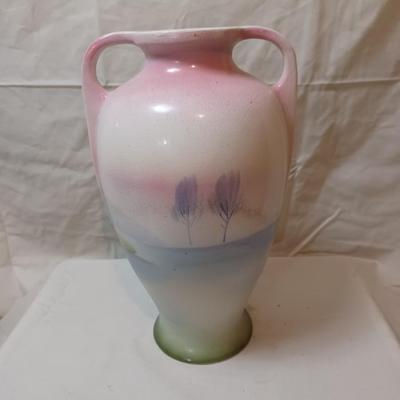 Miyako Nippon Hand Painted Gold Gilded 12" Vase Landscape Scene circa 1890