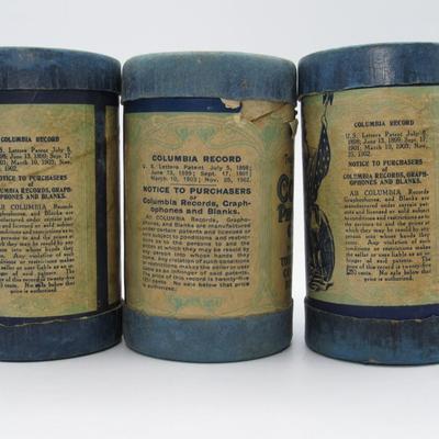 3 pc lot - Columbia Phonograph Co. Talking Machine Record Wax Cylinder Cylinders  c. 1904