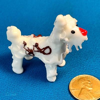 DELICATE BLOWN GLASS WHITE DOG FIGURINE