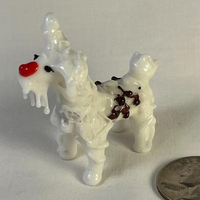 DELICATE BLOWN GLASS WHITE DOG FIGURINE