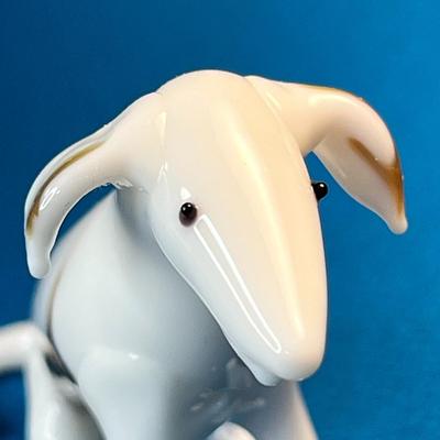 BLOWN WHITE GLASS DOG FIGURINE