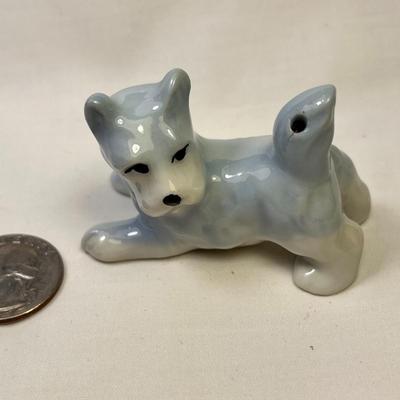 PLAYFUL PORCELAIN DOG FIGURE MADE IN JAPAN