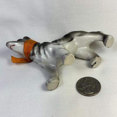 CERAMIC SHEPHERD DOG FIGURINE  w/ RIBBON AROUND NECK MADE IN JAPAN