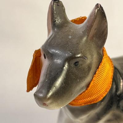 CERAMIC SHEPHERD DOG FIGURINE  w/ RIBBON AROUND NECK MADE IN JAPAN