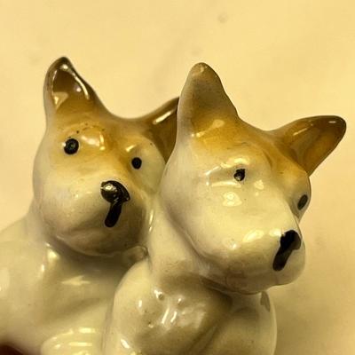 CERAMIC DOGS PAIR FIGURINE MADE IN JAPAN
