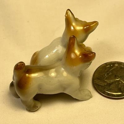CERAMIC DOGS PAIR FIGURINE MADE IN JAPAN