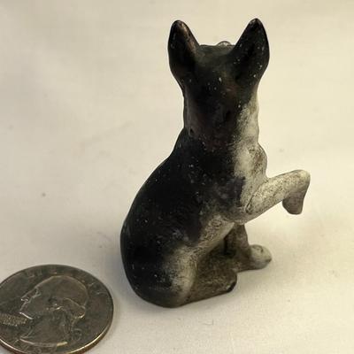 PAINTED BISQUE DOG "SHAKE" POSE