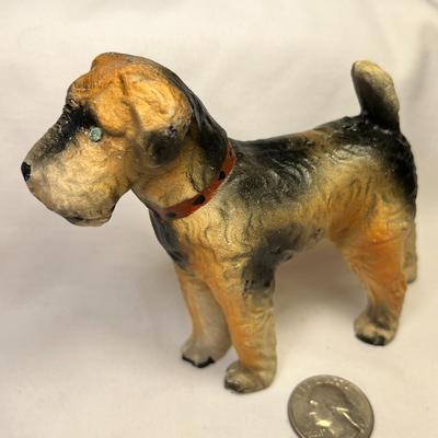 VINTAGE DOG FIGURINE WITH RHINESTONE EYES