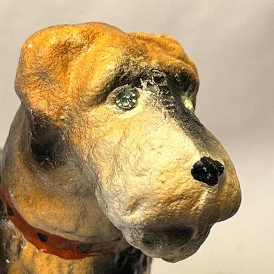 VINTAGE DOG FIGURINE WITH RHINESTONE EYES