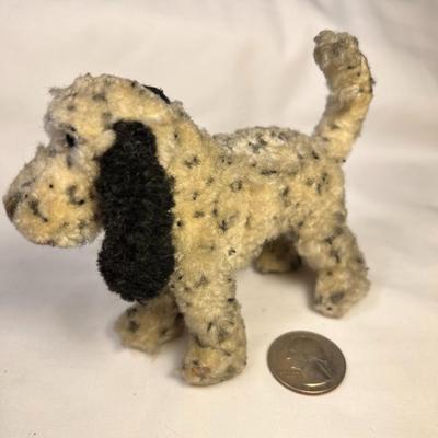 VINTAGE FAUX FUR DALMATION DOG FIGURINE