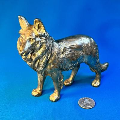 METAL COLLIE DOG FIGURINE