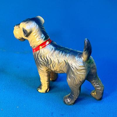VINTAGE DOG FIGURINE WITH GLASS BEAD EYES