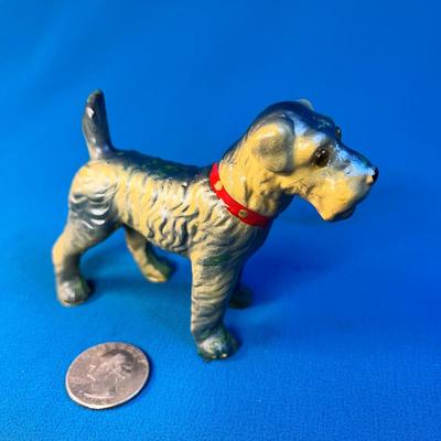 VINTAGE DOG FIGURINE WITH GLASS BEAD EYES