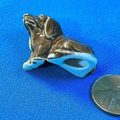 CERAMIC SITTING DOG FIGURINE MADE IN GERMANY