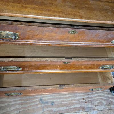 Vintage Solid Oak Dresser and Mirror