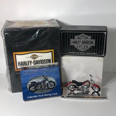 LOT 3L: Harley-Davidson Collection - 1999 Avon FXSTB Night Train 1:18 Die Cast Metal Collectible, 2000 Stein, Softail Deuce, Collectible...