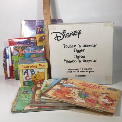 LOT 5L: Winnie the Pooh & Friends - NIB Pounce 'n Bounce Tigger, Learning & Activity Books