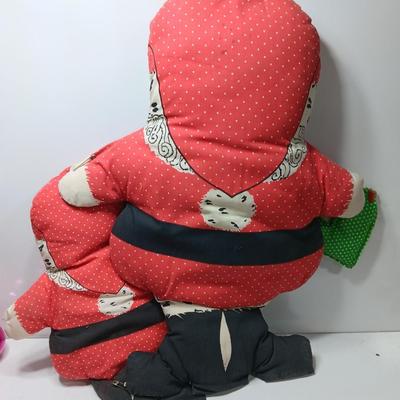 Vintage Santa Claus Throw Pillow Form Cut n Sew Handmade with smaller matching Santa