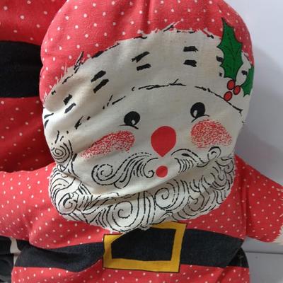 Vintage Santa Claus Throw Pillow Form Cut n Sew Handmade with smaller matching Santa