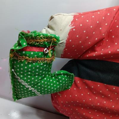 Vintage Santa Claus Throw Pillow Form Cut n Sew Handmade with smaller matching Santa