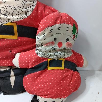 Vintage Santa Claus Throw Pillow Form Cut n Sew Handmade with smaller matching Santa