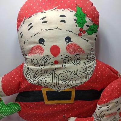 Vintage Santa Claus Throw Pillow Form Cut n Sew Handmade with smaller matching Santa