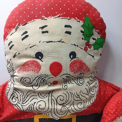Vintage Santa Claus Throw Pillow Form Cut n Sew Handmade with smaller matching Santa