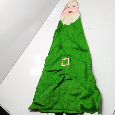 Vintage quilted Christmas tree with felt Santa card holder tree