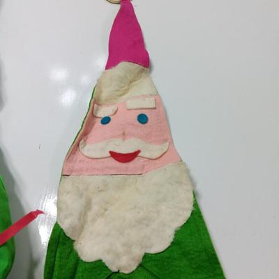 Vintage quilted Christmas tree with felt Santa card holder tree