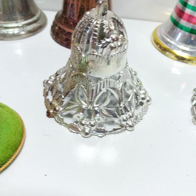 Vintage plastic bell ornaments with one green flocked bell
