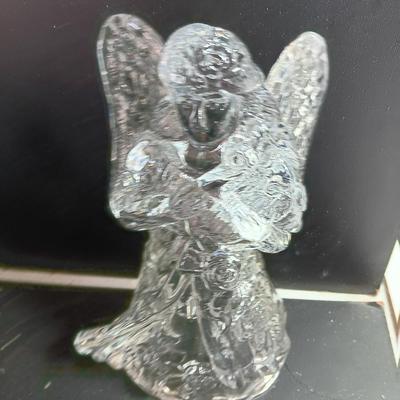 Clear glass angel tea light holder and brand-new Holiday candle set 5-piece star shape candles