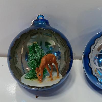 Three vintage diorama Ornaments